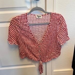 Show me Your MUMU. Good Condition. Size Small. Red and White Checkered Shirt.